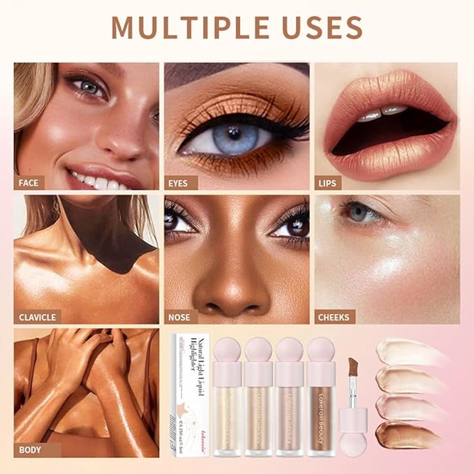 Mysense Liquid Highlighter Makeup, Natural Glow Face Highlighter Stick, Silky Smooth Light Liquid Luminizer, Long Lasting Shimmering Face Illuminator Make up, #04 Candlelight