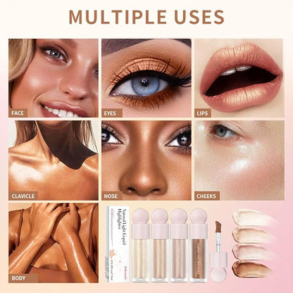 Mysense Liquid Highlighter Makeup, Natural Glow Face Highlighter Stick, Silky Smooth Light Liquid Luminizer, Long Lasting Shimmering Face Illuminator Make up, #04 Candlelight
