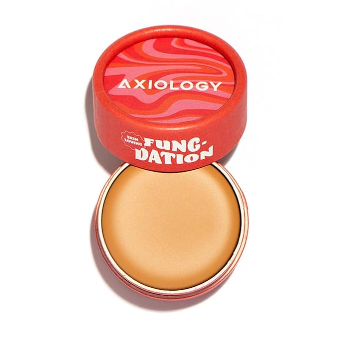 Axiology Fungdation Mushroom Foundation Face Makeup Creamy Wrinkle Defying Minimize Fine Lines Infused with Reishi Deep Hydration Natural Youthful Look Light to Medium Coverage 11.3g (Shade 8)