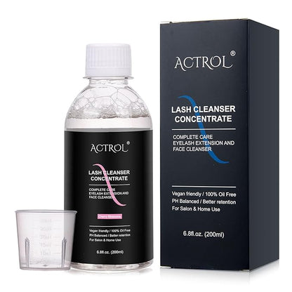 Eyelash Cleanser Concentrate 200ml Cherry Blossoms Professional Lash Shampoo Foaming Cleanser DIY Paraben & Sulfate Free Non-lrritating Wash for Extensions Lashes with Salon Home Care-Makes 20 Bottles