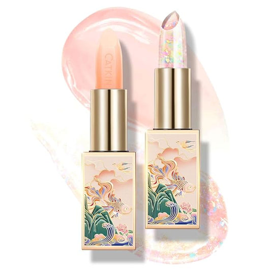 CATKIN Lip Balm Color Tinted Changing Lipstick Ultra Hydrating Lip Moistrurizer Chapstick with Vitamin E Nourishing For Cracked & Dry Lips 0.12 oz 2pcs (01+04)