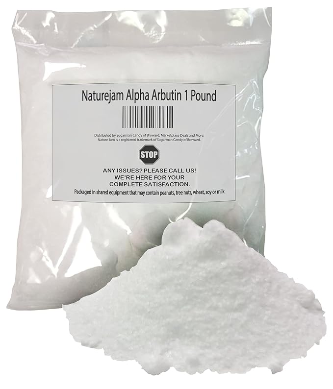 Naturejam Alpha Arbutin Powder Pure Skin Whitener Brightener Dark Spot Corrector, Evens Out Skin Tone and Helps With Hyperpigmentation (1 Pound)