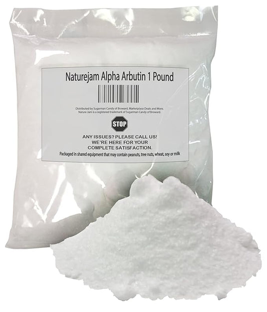 Naturejam Alpha Arbutin Powder Pure Skin Whitener Brightener Dark Spot Corrector, Evens Out Skin Tone and Helps With Hyperpigmentation (1 Pound)