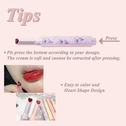 KWOLYKIM 2 Colors Jelly Lipsticks Glass Water Hydrating Heart Shaped Lipsticks Moisturizing Tinted Lip Gloss Long Lasting Beauty Makeup Plumping Gloss Lip Glaze Gift for Women Girls