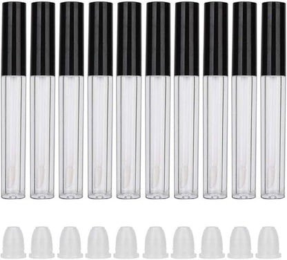 Lipstick Refillable Bottle, 10-pack Small Empty Lip Gloss Tubes 2.5ml Mini Lip Gloss Bottles Empty Lip Gloss Tube Suitable for Lipstick Samples Diy Lip Gloss (black)