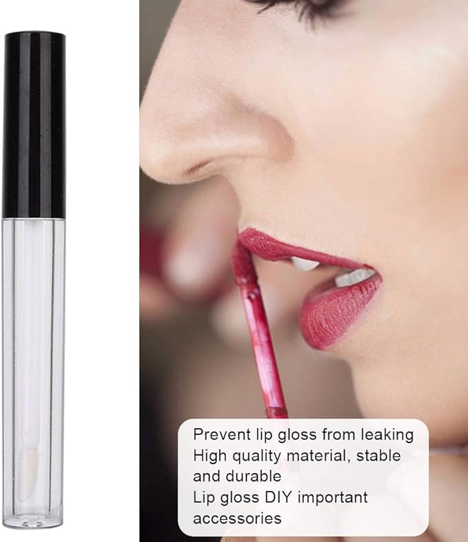 Lipstick Refillable Bottle, 10-pack Small Empty Lip Gloss Tubes 2.5ml Mini Lip Gloss Bottles Empty Lip Gloss Tube Suitable for Lipstick Samples Diy Lip Gloss (black)