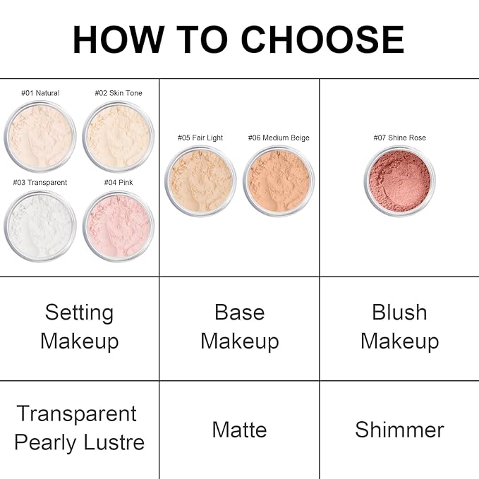 Sunscreen Mineral Setting Powder, SPF 35, Talc-Free, Blurring Finishing Powder, Buildable Lightweight Coverage, for Matte Base Makeup (#01 Translucent Setting Makeup)