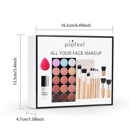 Pure Vie All-in-One Holiday Gift Surprise Makeup Set Essential Starter Bundle Include Eyeshadow Palette Lipstick Concealer Blush Mascara Eyeliner Face Powder Lipgloss Brush - Full Makeup Kit for Women