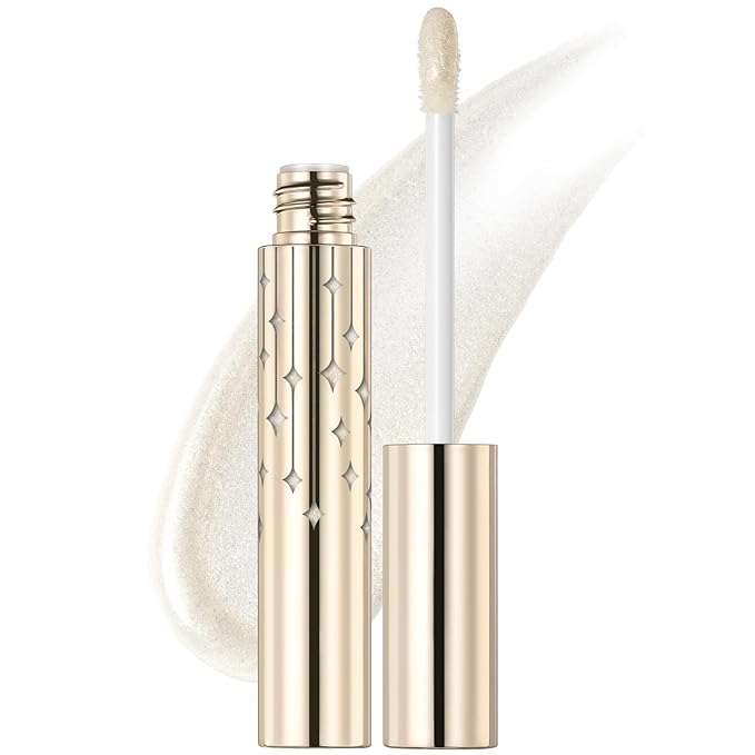 FOCALLURE High Shine Glitter Lip Gloss,Hydrates and Soothes Lips for a Gorgeous,Delivers a Non-sticky Glossy finish,Long-lasting Shine & Fuller-looking Lip Makeup,GD03 HONEYMOON