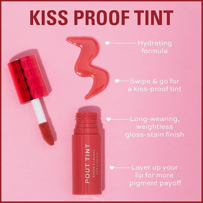 Makeup Revolution, Pout Tint Lip Gloss, Lightweight & Buildable Formula, Gloss to Stain Finish, Mad About Mauve, 0.1 Fl.Oz.