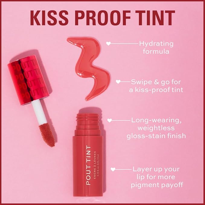 Makeup Revolution, Pout Tint Lip Gloss, Lightweight & Buildable Formula, Gloss to Stain Finish, Nude Dreams, 0.1 Fl.Oz.