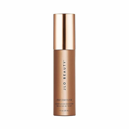 JLO BEAUTY That Star Filter Complexion Booster Highlighter & Bronzing Drops, Rose Gold, 1 fl oz, For Body & Face, Makeup Primer with Vitamin E, Lightweight Shimmer Sheer Formula, Dewy, Glowy Skin