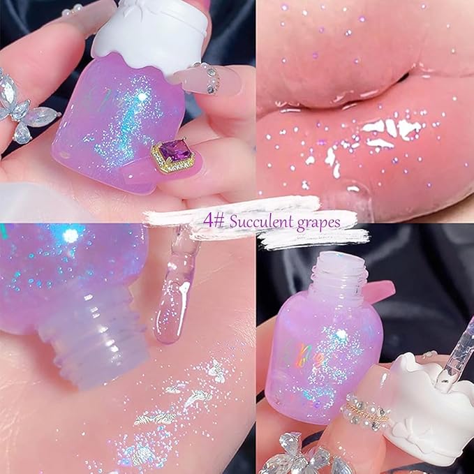 3 Colors Shimmer Lip Gloss Set,Hydrating Lip Glow Oil Moisturizing Lip Gloss with Shimmery Glitter Finish| Long Lasting |Lightweight| Sheer