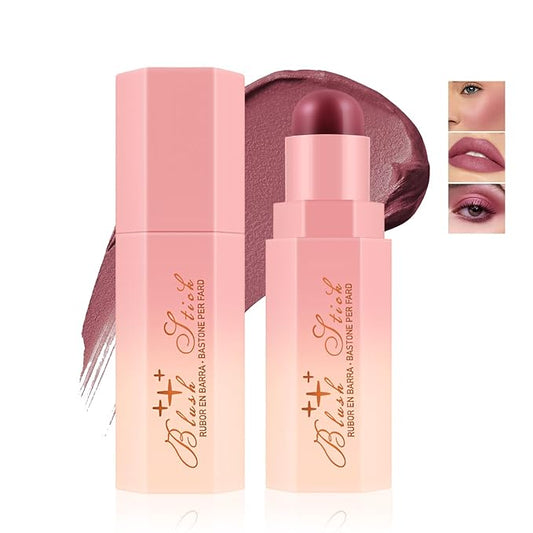 Matte Cream Blush Stick for Cheeks,Blendable Color,Long Lasting Blusher,Highly Pigmented,Non-Greasy，Multi-Stick