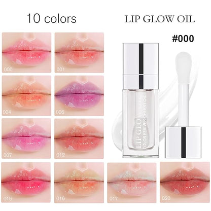 Hydrating Lip Oil for Women, Glossy Lip Color, Transparent Lip Gloss for Nourishing Lip and Make Lip Full, Moisturizing Liquid Tinted Lip Balm for Lip Care, 0.2oz (Transparent #000)
