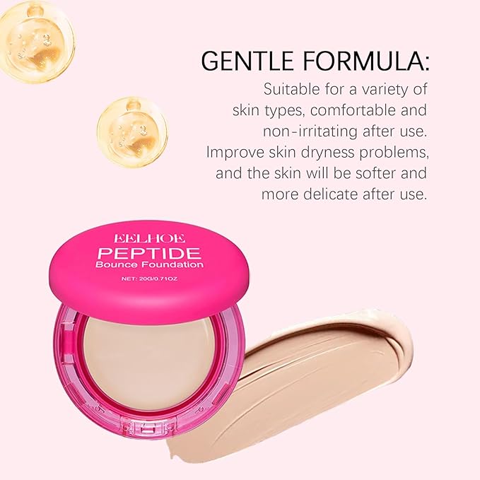 Peptide Bounce Foundation, Hydrating,The Moisturizing Concealer, Age-Defying Foundation, long-lasting, providing concealer, the skin and brightening the complexion (Natural Color)