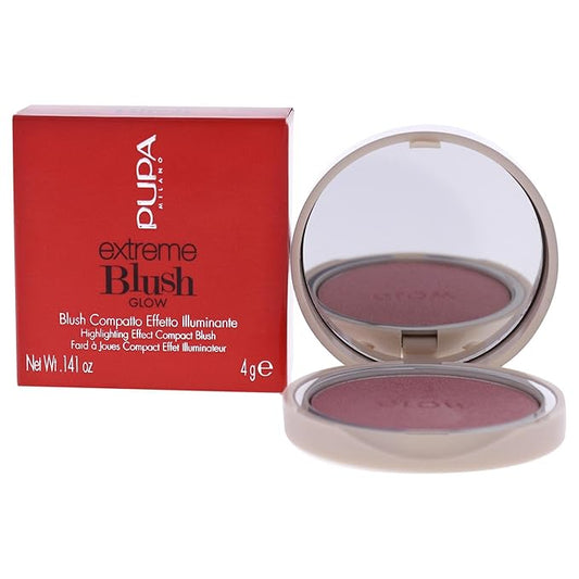 PUPA Milano Extreme Blush Glow - Lightweight - Gives A Full And Extremely Radiant Effect - Perfect Combination Of Blush And Highlighter - Suitable For All Skin Types - 100 Exotic Rose - 0.141 Oz