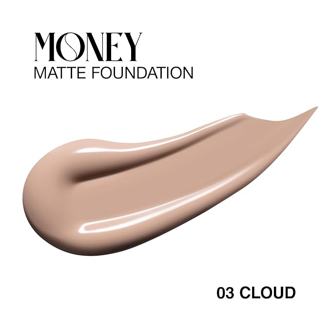 Money Liquid Matte Foundation – Long-Lasting, Natural Looking & Buildable Coverage – For Combination, Dry, Oily Skin – Lightweight & Moisturizing (Cloud)