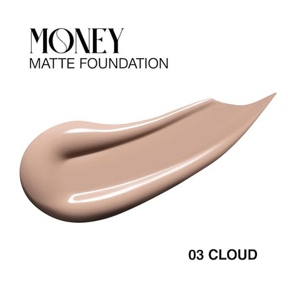 Money Liquid Matte Foundation – Long-Lasting, Natural Looking & Buildable Coverage – For Combination, Dry, Oily Skin – Lightweight & Moisturizing (Cloud)