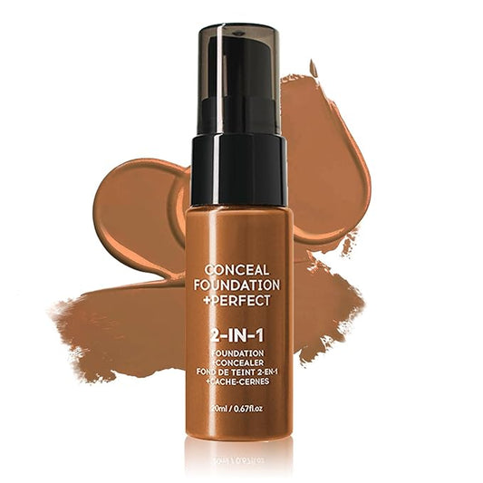 Concealer Full Coverage Foundation for Mature Skin,Oil Control Matte 2 in 1 Concealer liquid Foundation Makeup Waterproof Base De Maquillaje Alta Cobertura-06 Deep