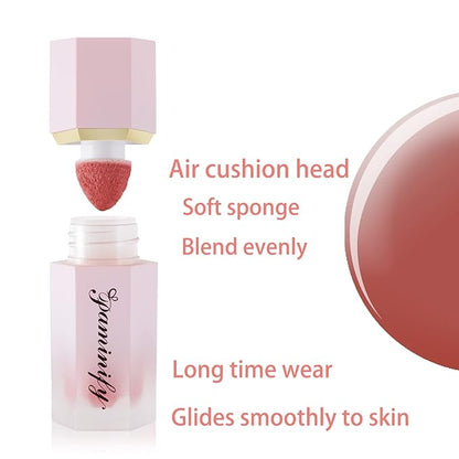 Soft Cream Liquid Blush, Creamy Dewy Blush Lightweight Blendable Glowing Blush Stick with Cushion Applicator,Natural Silky Smooth Moisturizing Blush Makeup,Cruelty-free,04 Peach Pink