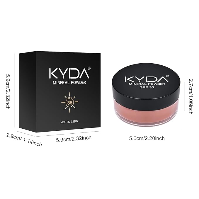 KYDA Mineral Powder Blush, SPF 35, Loose Mineral Blush, Natural Glow Blush Powder, Buildable Coverage for Healthy-looking Color, Lightweight Blendable Formula, Shine Rose