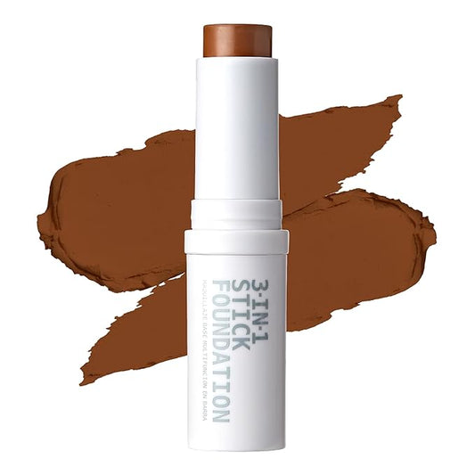 Ruby Kisses Natural Full Coverage 3-In-1 Stick Foundation. Easy to Apply, Hydrating, Lightweight, Long Lasting, Concealer and Contour Stick for Face Makeup (Mocha)