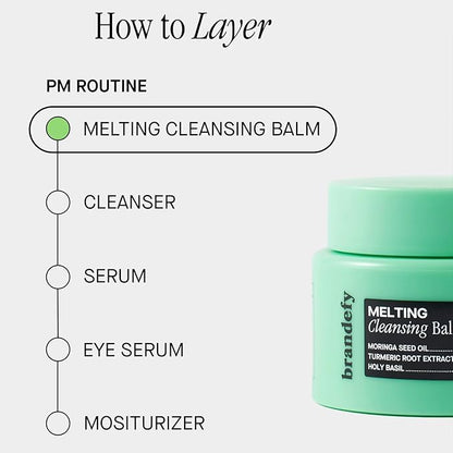 Brandefy Melting Cleansing Balm - Moringa Seed Oil, Vitamin E, Turmeric Extract - Nourishing Makeup Remover, Balm to Silky Oil, Made in the Korea (3.4 Oz)