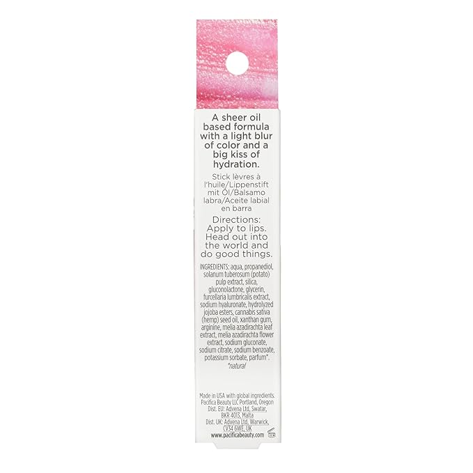 Pacifica Tiniter Lip Balm Oil – Crimson Crush Sheer Red Tint Hydrating Lip Balm Oil with Vitamin E, Moisturizing Glossy Shine, Vegan & Cruelty-Free