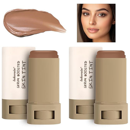 2Pcs Foundation Stick Beauty Balm Serum Boosted Skin Tint, Solid Tinted Moisturizing Serum Contour Stick Foundation Face for Women, Hydrates, Natural Finish Makeup (#6, 6)