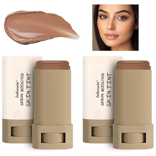 2Pcs Foundation Stick Beauty Balm Serum Boosted Skin Tint, Solid Tinted Moisturizing Serum Contour Stick Foundation Face for Women, Hydrates, Natural Finish Makeup (#6, 6)