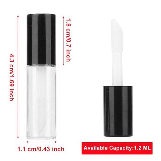 Case of 90 packs, Empty Plastic Clear Lip Gloss Tubes Lip Balm Bottle Container Black Transparent 1.2ML Makeup Tool for Women (90 pcs, Black)