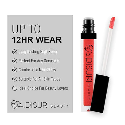 Shimmer Blast Lip Gloss for Girls and Women - Non-Sticky and Long-Lasting Formula - Get Ultra Shine with Flavored Lip Gloss - 0.7 FL Oz - (Sunset Glow: S54)