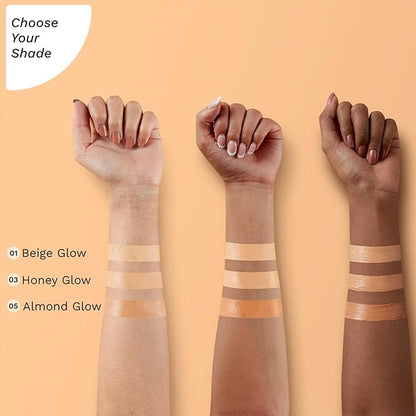 Beige Glow 3-In-1 Natural Bb Cream Medium Coverage For All Skin Types Spf 50 Pa++++ With Niacinamide, Hyaluronic Acid & Vit C - 1.01 Fl Oz (30ml), Pack Of 1