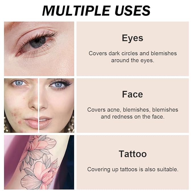 Kaely 2Pcs Pot Concealer Full Coverage Set, Under Eye Brightener Color Correcting Concealer for Dark Circles, Waterproof Foundation Face Makeup Brush Kit, Eye Ring Corrector de ojeras, 02+02