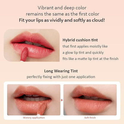 Moonshot KOREA Conscious Fit Mellow Lip Stain Longwear, Weightless, Not Animal Tested,Glow-Boosting, Long-Lasting, Comfortable, Non-Sticky,k-beauty, (Burning Mars, 04)
