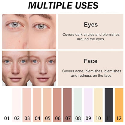 Kaely Pot Concealer Full Coverage, Under Eye Brightener Color Correcting Concealer for Dark Circles, Waterproof Foundation Face Makeup, Eye Ring Corrector de ojeras, 03 Light