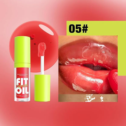 Hydrating Lip Oil, Big Brush Head Lip Glaze Shiny Transparent Lip Glow Oil, Nourishing & Non-sticky Long Lasting Fresh Clear Smooth Lip Care Plumping Lip Oil (# 05)