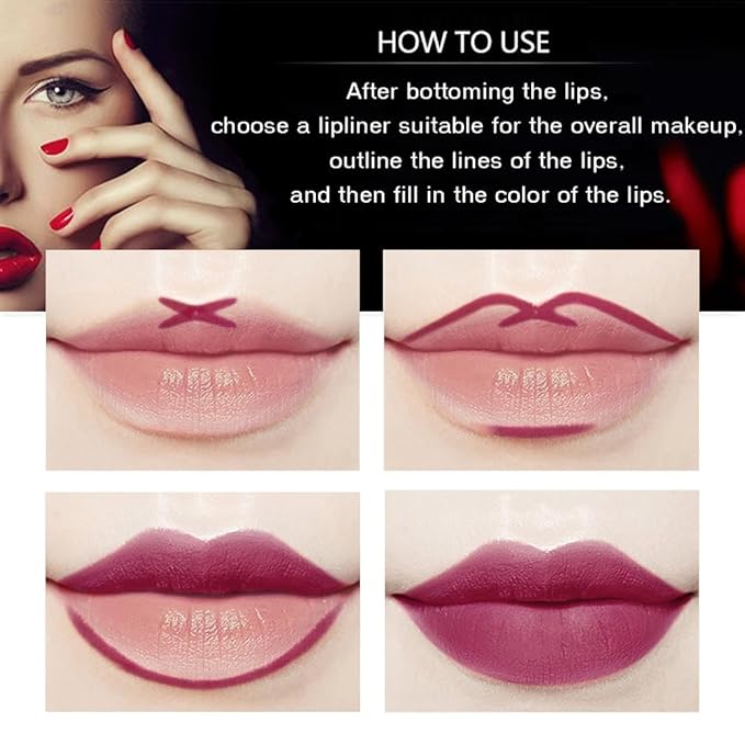 12PCS Matte Lip Liner Set - Long Lasting High-Pigmented Lip Pencils with Sharpener, Natural Nude Brown Maroon Plum Shades for Shaping & Daily Lip Makeup (12 Colors)