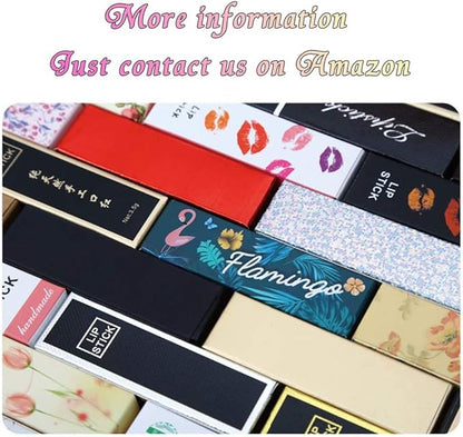 50 Pcs Empty Lip Gloss Box 4.72x0.78x0.78 inch Mascara Tube Packaging Matte Texture Black Lipgloss Kraft Paper Case Glaze Balm Organizer Storage DIY Make-up Sample Luxury Holder Wrapping
