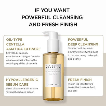 SKIN1004 Madagascar Centella Light Cleansing Oil 6.76 fl.oz, 200ml | Gentle Oil Cleanser for Face, Korean Facial Cleanser, Double Cleansing