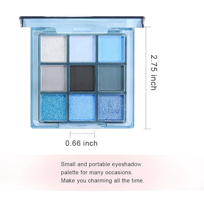 Sapphire Blue Smoky Eye Shadow Palette,Navy & Sky Blue Pro Eyeshadow Palette - Ultra-Pigmented Matte & Shimmer Finish - Waterproof Blend for All-Day Wear (02#, 1 Count (Pack of 1))