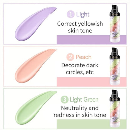TBTFW 3 In 1 Primer for Face Before Makeup, One Step Color Corrector, Oil Control Waterproof & Sweat-Proof, Suitable for All Skin Types