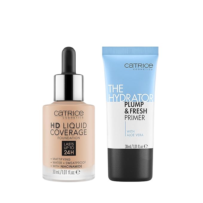 Catrice | HD Foundation 30 & The Hydrator Plump & Fresh Primer Bundle | Full Coverage Makeup | Vegan & Cruelty Free