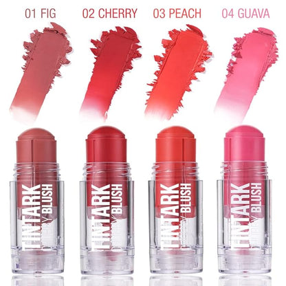 Chubby Cream Blush Stick for Face Cheek Lip Eye, Light Translucent Color for Fair Skin, Velvet Mousse Texture, Natural Pink Magenta Peach Red Matte Makeup Blusher, Vegan Cruelty Free