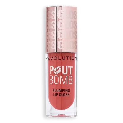 Revolution Beauty, Pout Bomb Plumping Lip Gloss, High-Shine for Glossy, Fuller & Plump Lips with Hyaluronic Acid & Peptides, Vegan & Cruelty-Free, Warm Peach Orange, 0.15 Fl Oz