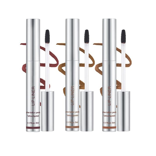 3PCS Lip Liner Set, Instant Peel Off Lip Stain Color, Long Lasting Waterproof Transfer-proof, Peel Off Lip Liner Transfer Proof Matte Finish Lip Gloss (3PCS Set-A)