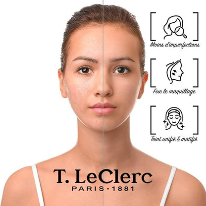T. Leclerc Compact Pressed Powder - Super-Blendable Face Makeup Longwear Portable Matte Finish Radiant Natural Medium to Full Coverage Airbrushing Mineral Base For Pores & Imperfections (Beige)