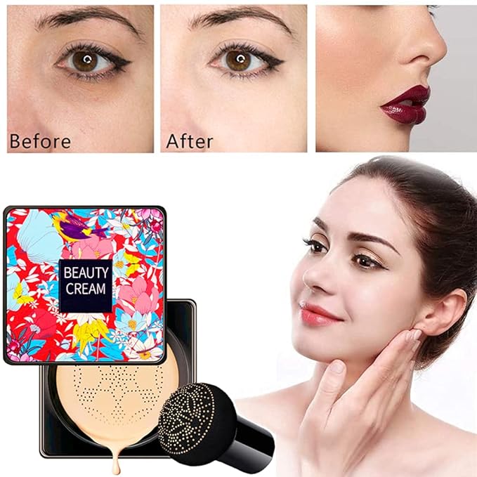 Mushroom Head Air Cushion CC Cream, Mushroom Head Air Cushion BB Cream/Air Cushion CC Cream/Concealer Long Lasting Nude Makeup Foundation,Oil Control, Moisturizing Air BB Cream