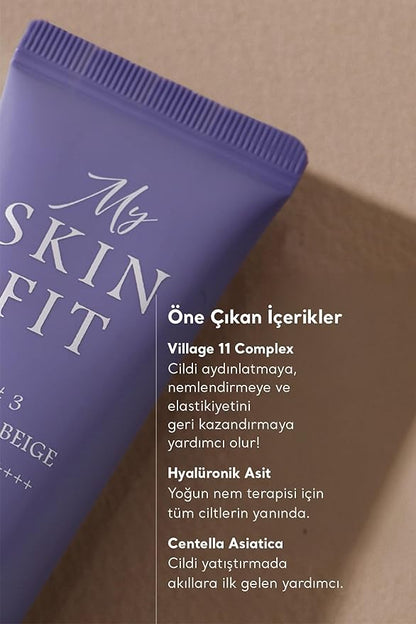 My Skin Fit BB Cream (Light Moca) Korean Blemish Balm Youthful Appearance with Adenosine & Collagen Booster 0.67 fl oz